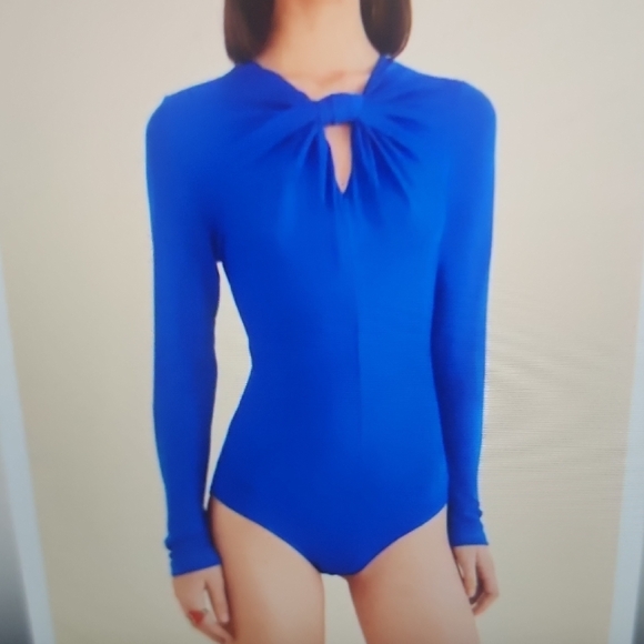 FARM Rio Blue Long Sleeve Bodysuit - Picture 1 of 5